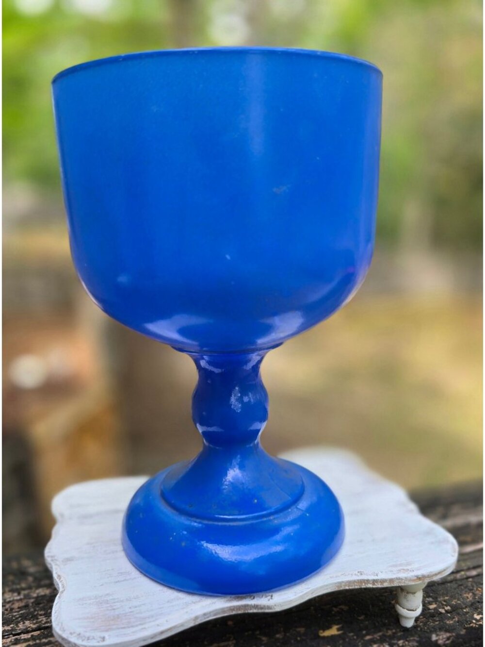 Vintage 1970 Indiana Glass Tiara Exclusive, Blue Aquarius Zodiac Sign Challis, 8 - Picture 3 of 6